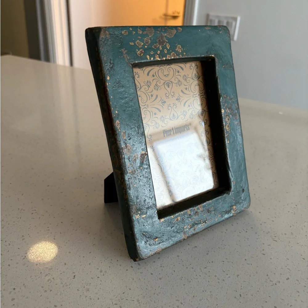 Pier 1 Teal and Gold Splatter Picture Frame